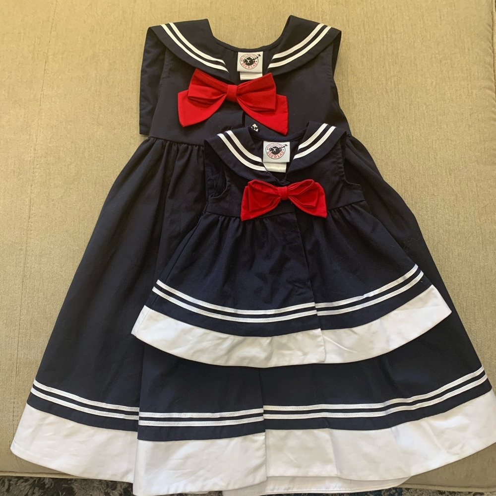 Sailor Dress with matching dress for dolly. 😍